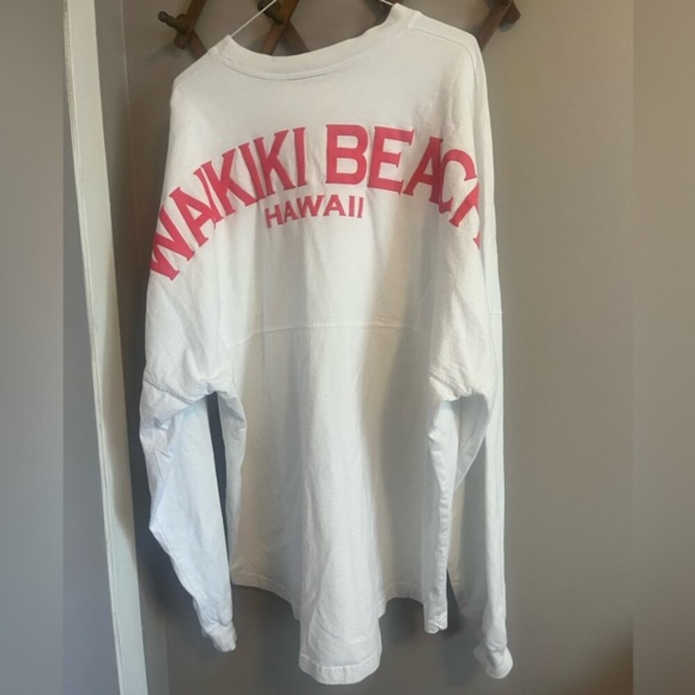 Vintage 90s crisp white Long Sleeve Waikiki Beach Spirit wear spellout XXL